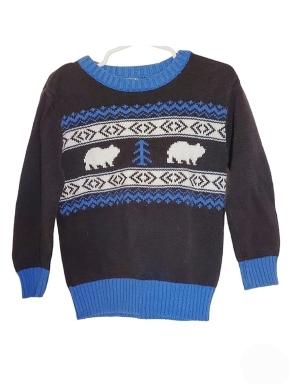 K1225 * Wonderkids Boys Winter Sweater Black Blue Size 3T